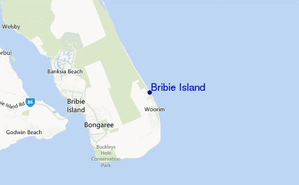 mapa de localização de Bribie Island