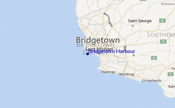 mapa de localização de Bridgetown Harbour