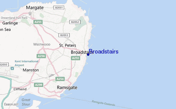 mapa de localização de Broadstairs