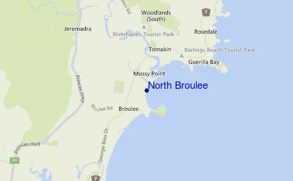 mapa de localização de North Broulee