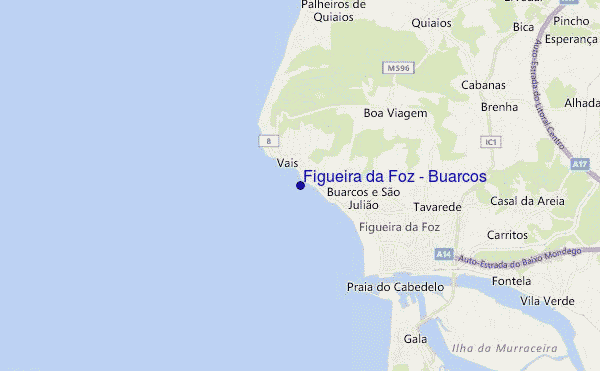 mapa de localização de Figueira da Foz - Buarcos