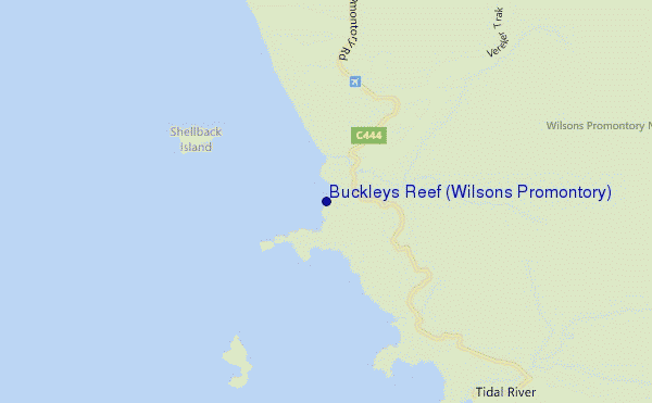 mapa de localização de Buckleys Reef (Wilsons Promontory)