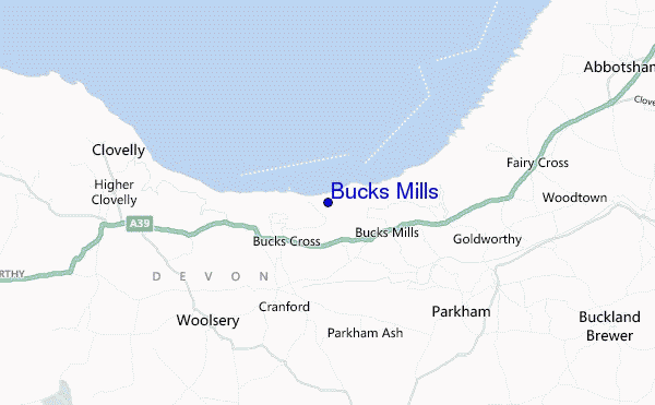 mapa de localização de Bucks Mills