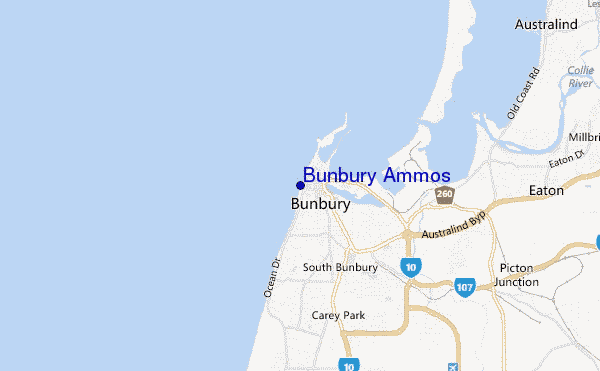 mapa de localização de Bunbury Ammos
