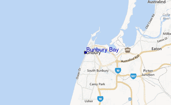 mapa de localização de Bunbury Bay
