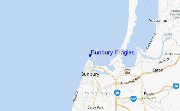 mapa de localização de Bunbury Fragles