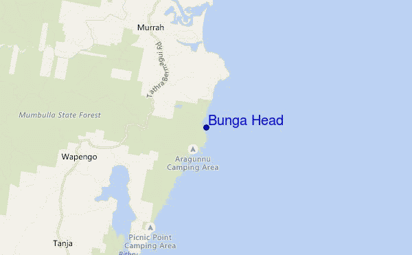 mapa de localização de Bunga Head
