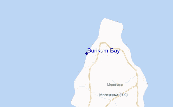 mapa de localização de Bunkum Bay