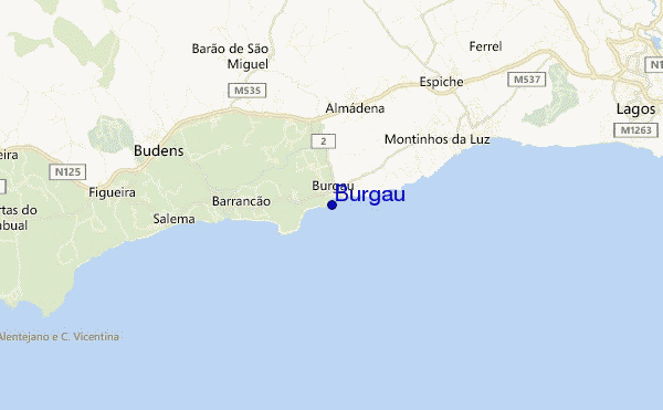 mapa de localização de Burgau