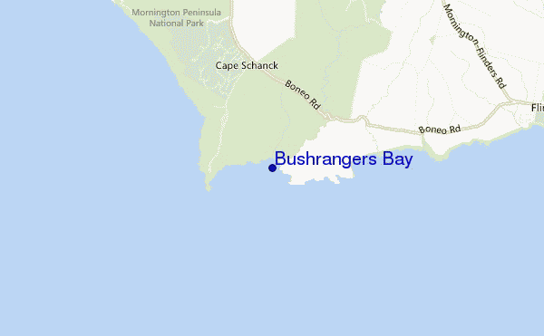 mapa de localização de Bushrangers Bay
