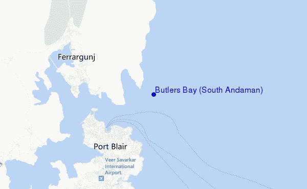 mapa de localização de Butlers Bay (South Andaman)