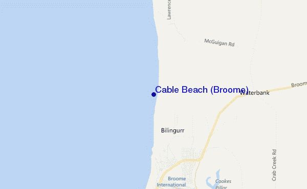 mapa de localização de Cable Beach (Broome)