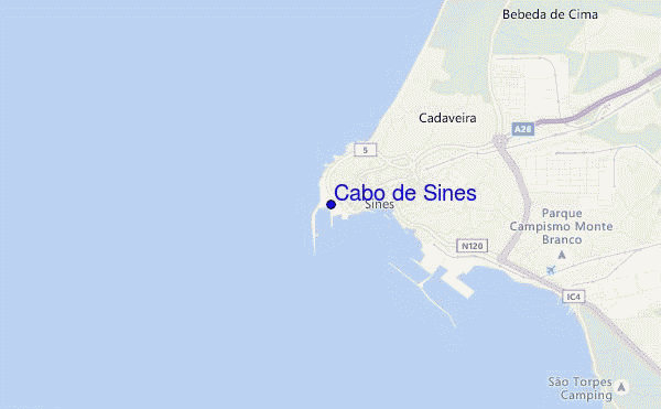 mapa de localização de Cabo de Sines