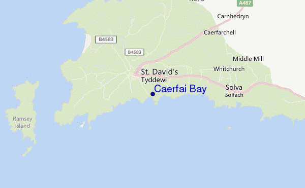 mapa de localização de Caerfai Bay