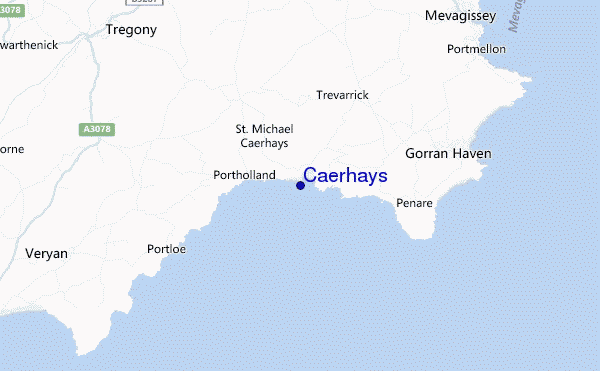 mapa de localização de Caerhays