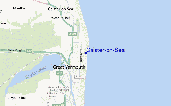 mapa de localização de Caister-on-Sea