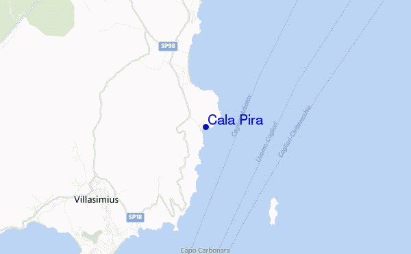 mapa de localização de Cala Pira