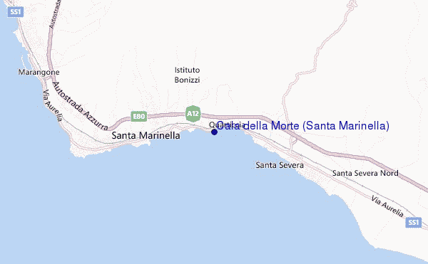 mapa de localização de Cala della Morte (Santa Marinella)
