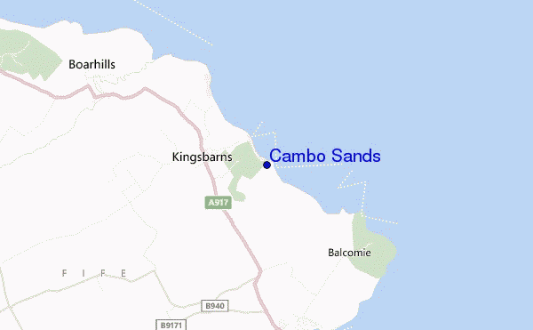 mapa de localização de Cambo Sands