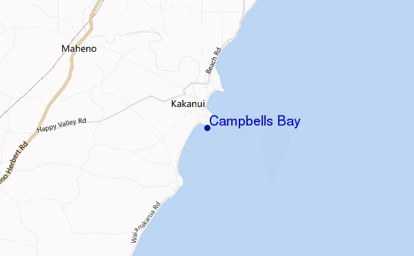 mapa de localização de Campbells Bay