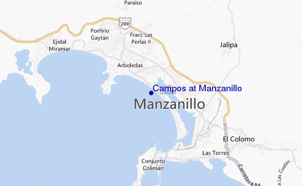 mapa de localização de Campos at Manzanillo