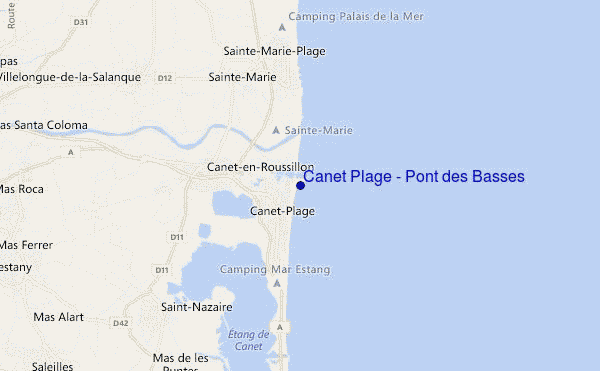 mapa de localização de Canet Plage - Pont des Basses