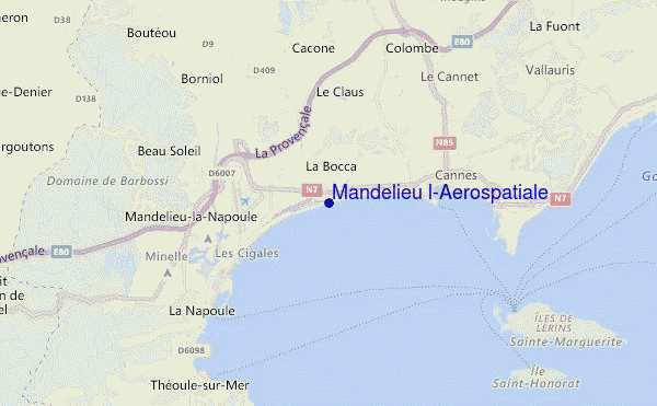 mapa de localização de Mandelieu l'Aerospatiale