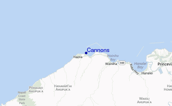 mapa de localização de Cannons