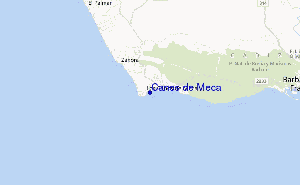 mapa de localização de Canos de Meca