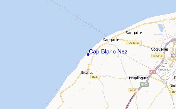 mapa de localização de Cap Blanc Nez