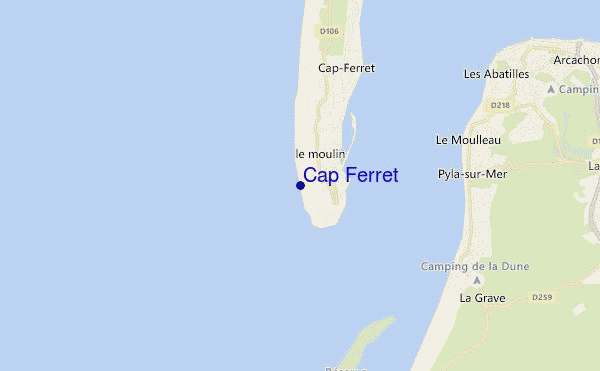 mapa de localização de Cap Ferret