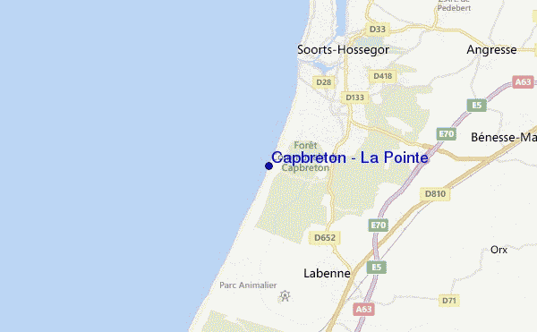 mapa de localização de Capbreton - La Pointe