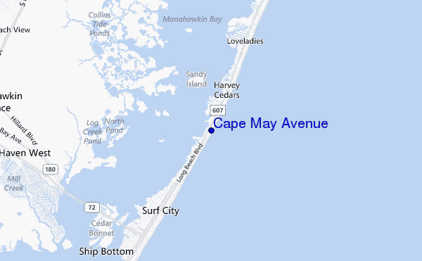 mapa de localização de Cape May Avenue