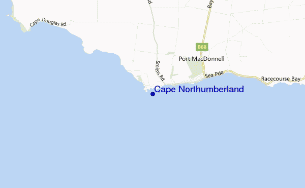 mapa de localização de Cape Northumberland