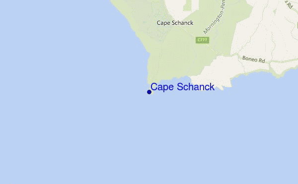 mapa de localização de Cape Schanck