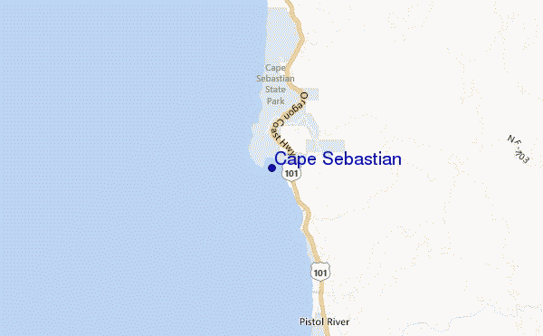 mapa de localização de Cape Sebastian