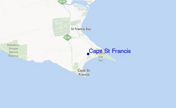 mapa de localização de Cape St Francis