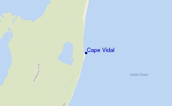 mapa de localização de Cape Vidal