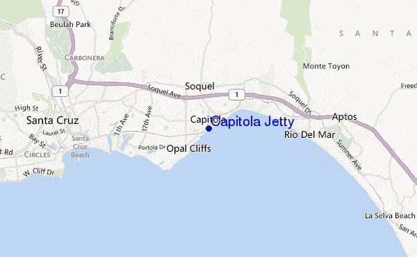 mapa de localização de Capitola Jetty