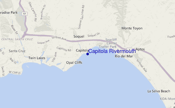 mapa de localização de Capitola Rivermouth