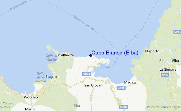 mapa de localização de Capo Bianco (Elba)