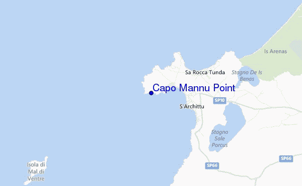 mapa de localização de Capo Mannu Point