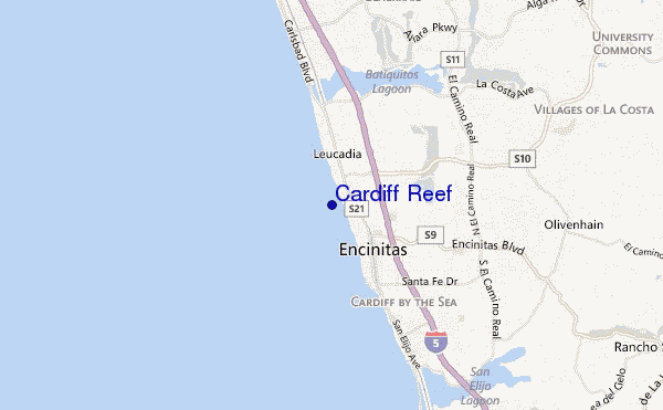 mapa de localização de Cardiff Reef