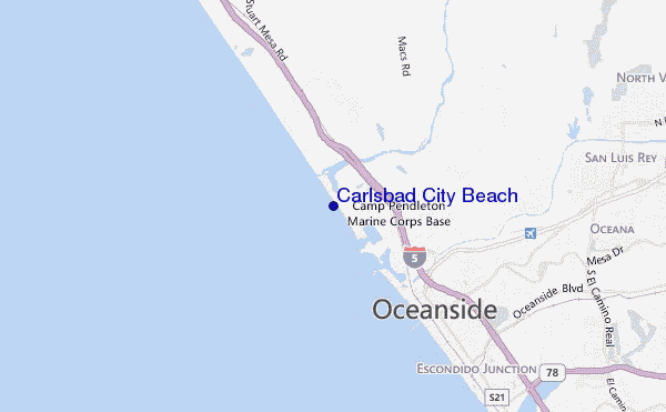 mapa de localização de Carlsbad City Beach