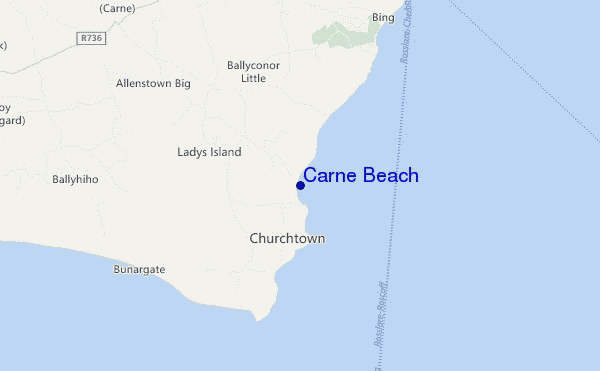 mapa de localização de Carne Beach