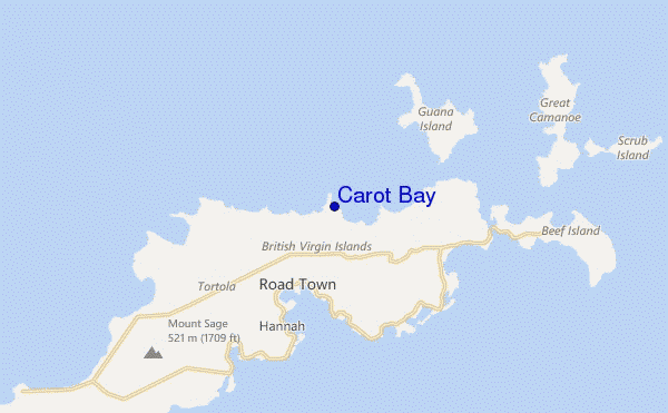 mapa de localização de Carot Bay