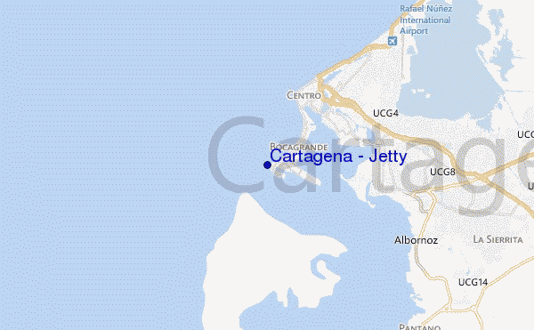 mapa de localização de Cartagena - Jetty