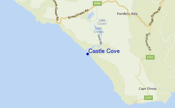 mapa de localização de Castle Cove