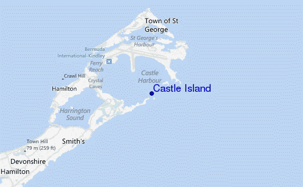 mapa de localização de Castle Island