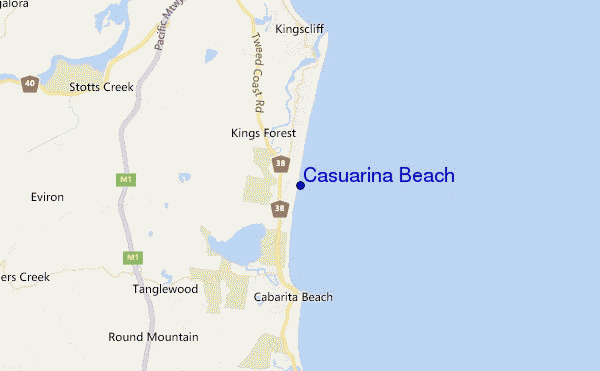 mapa de localização de Casuarina Beach